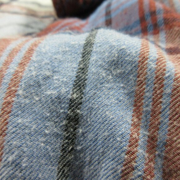 Kavu womens blue rust white plaid corduroy flip an elbow patch flannel shirt XS - Picture 3 of 9